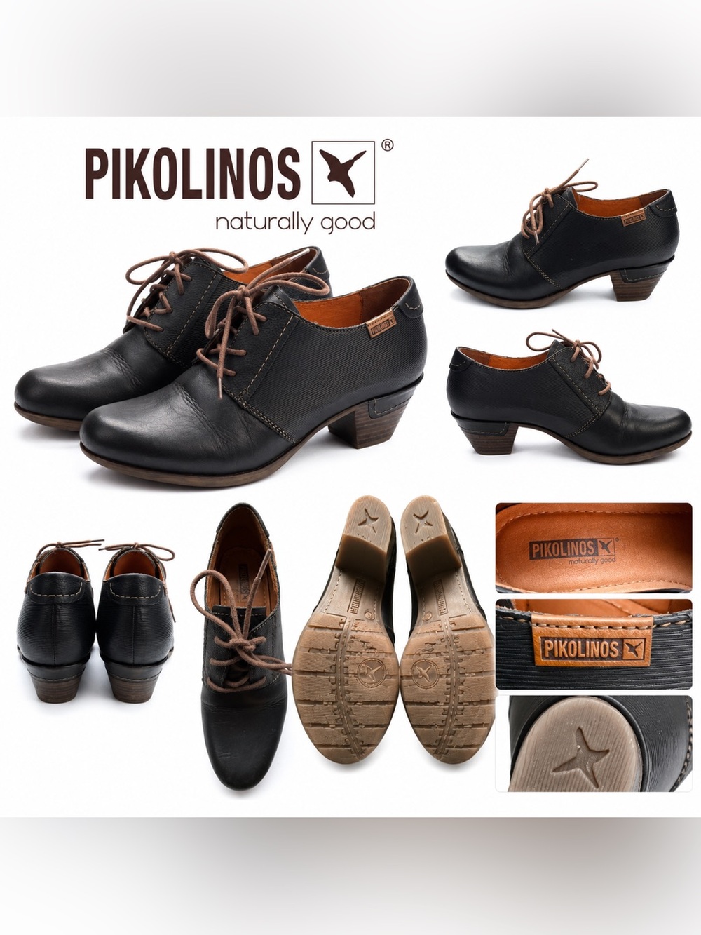 Pikolinos Rotterdam Heeled Oxford Pump
Black Leather Lace-Up Oxford Heels